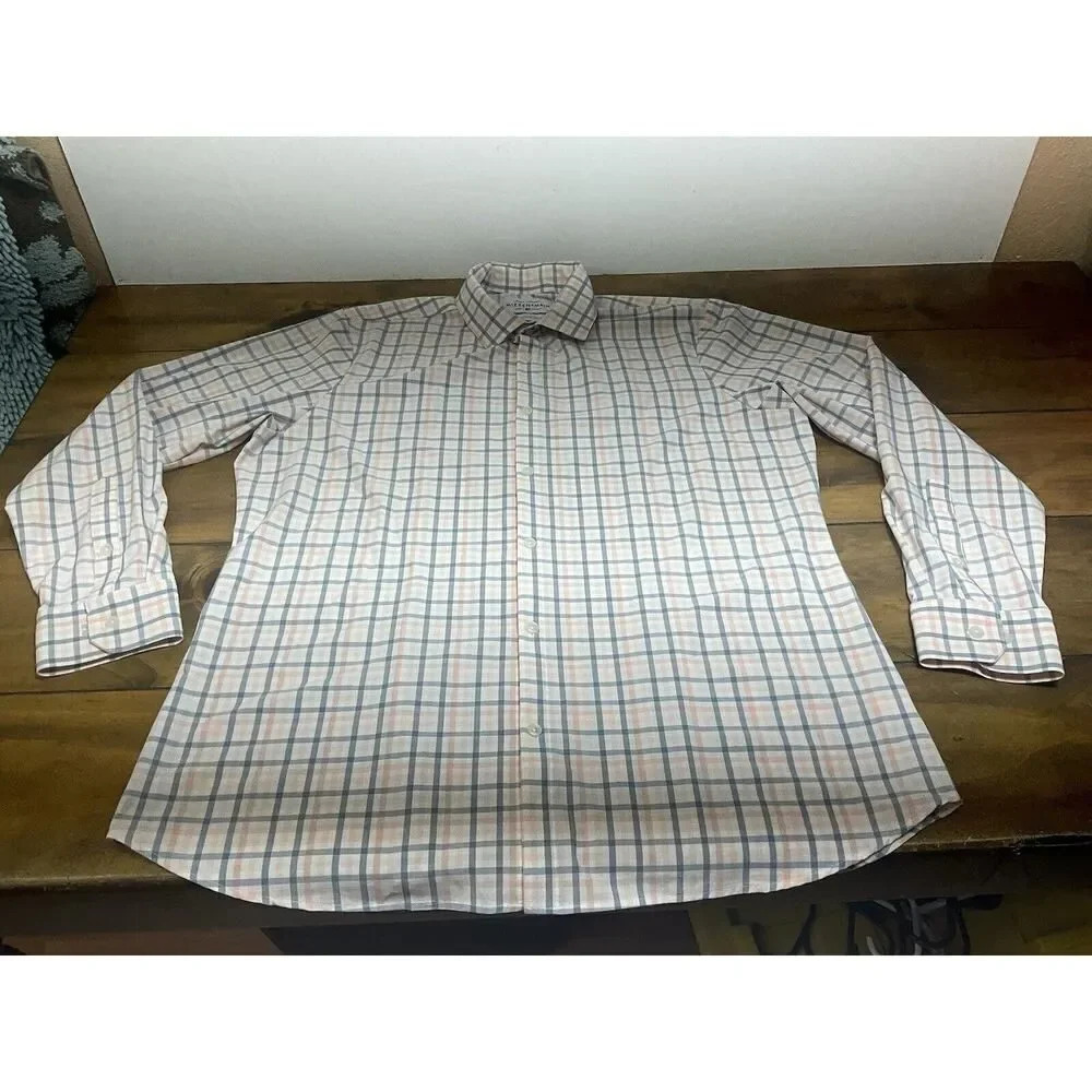 Mizzen + Main Mens Leeward Shirt XXL Trim Fit Check Stretch Long Sleeve